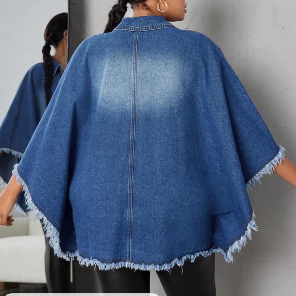 Plus Western frayed hem zip up Loose Fit Jacket - Picture 4 of 8